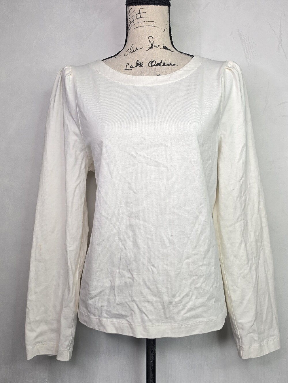 J.Crew Cream Puff Long Sleeve Top Gold Back Buttons L